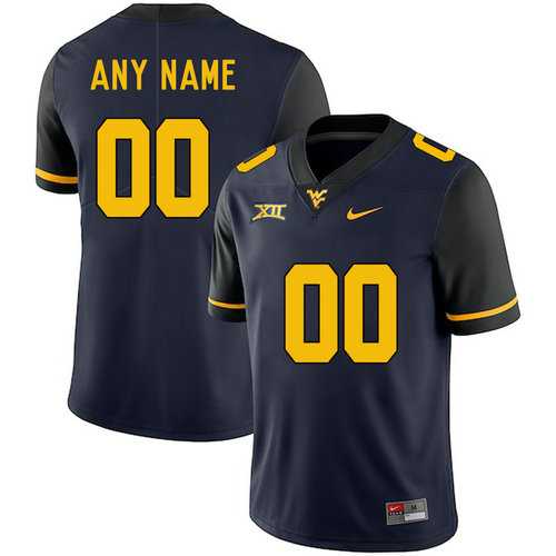 Mens West Virginia Mountaineers Navy Customized College Jersey